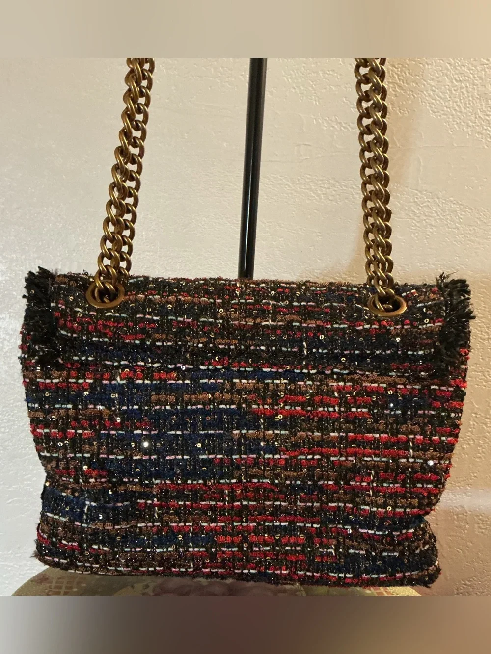 Kurt Geiger London Kensington Tweed Shoulder Bag w/Chain Strap - Multicolor